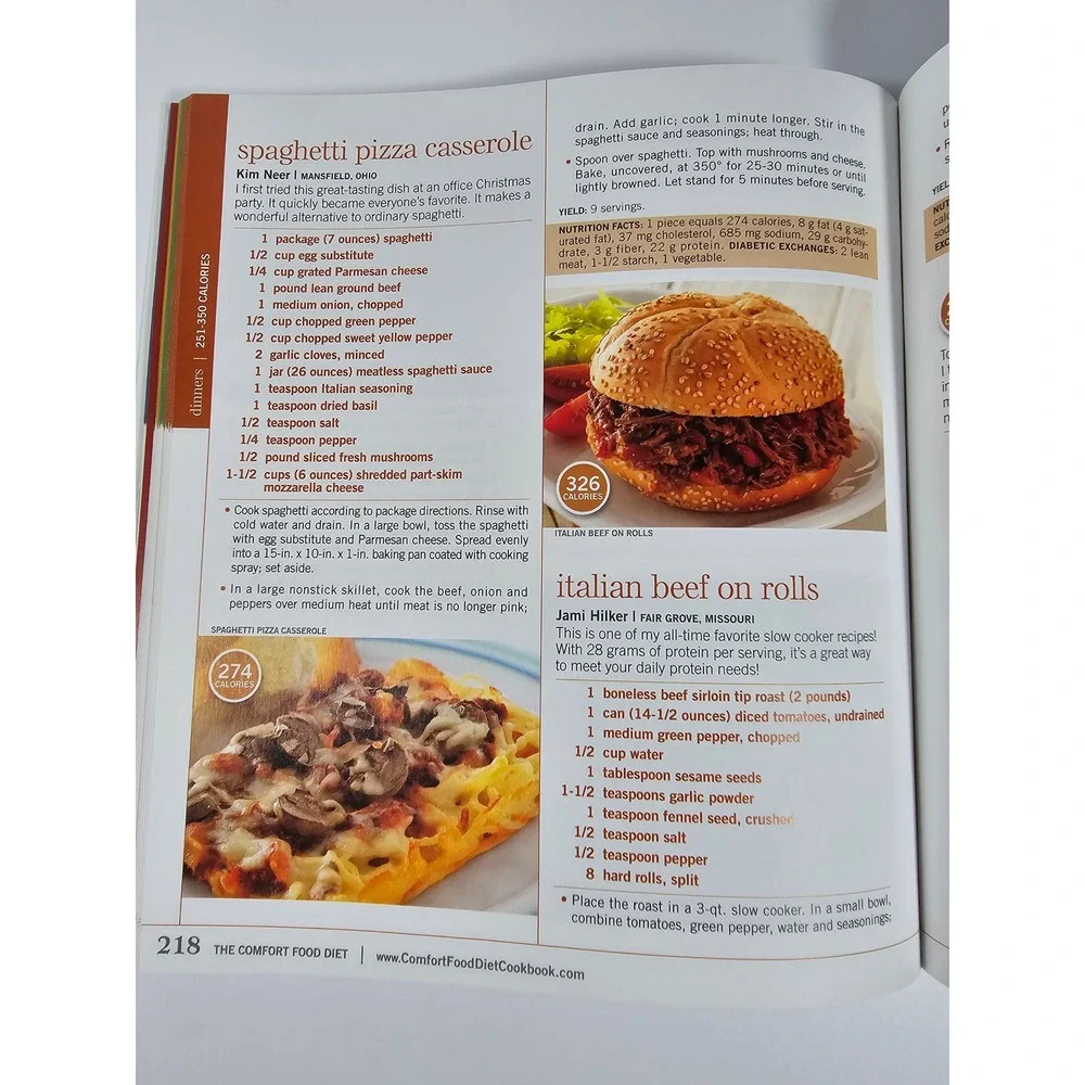 Taste of Home Comfort Food Diet Cookbook 433 Recipes 6-Week Meal Plan 2009 HC